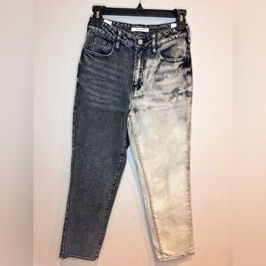 NEW PacSun Two-Tone High Rise Straight Leg Mom Jeans Denim Gray Blue Women 24